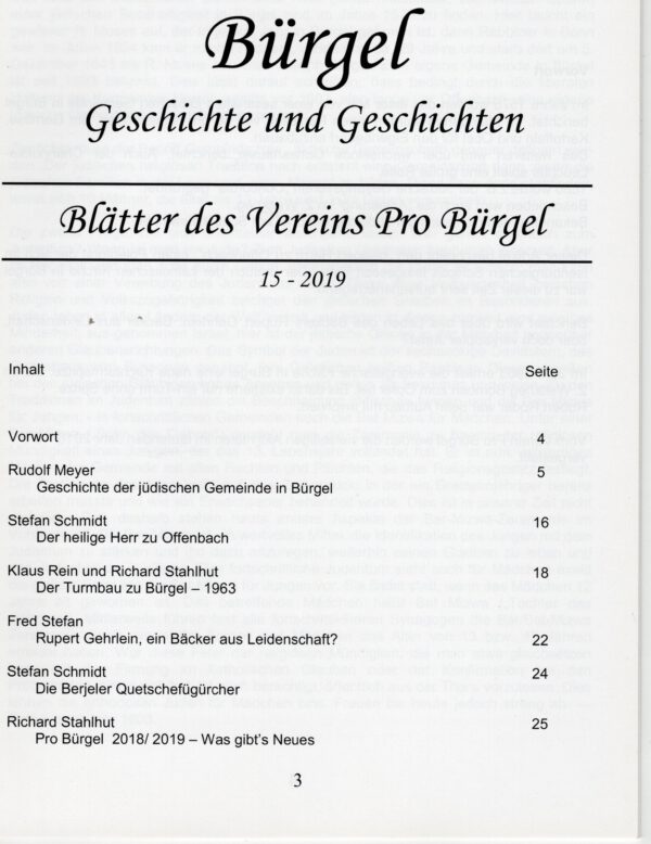 Bürgeler Heftchen Ausgabe 15