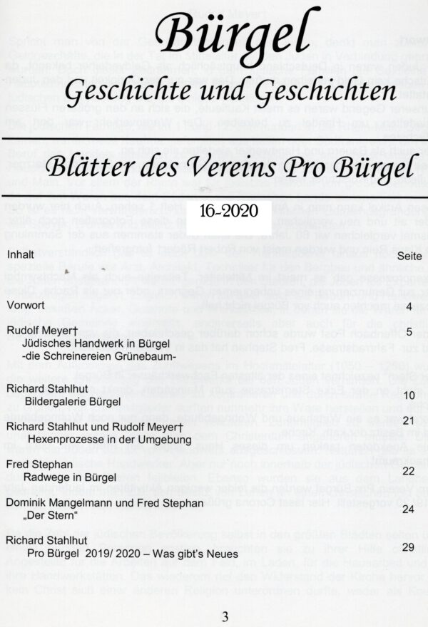 Bürgeler Heftchen Ausgabe 16