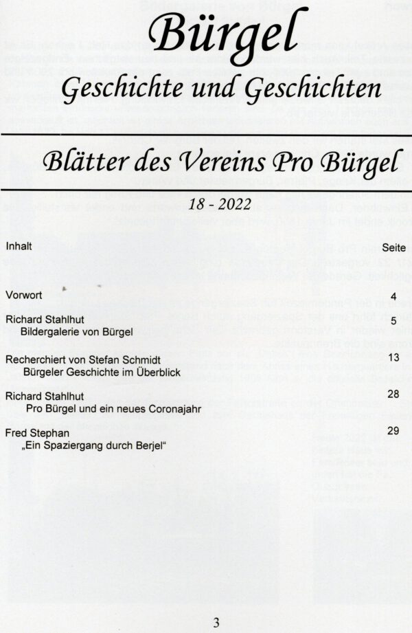 Bürgeler Heftchen Ausgabe 18